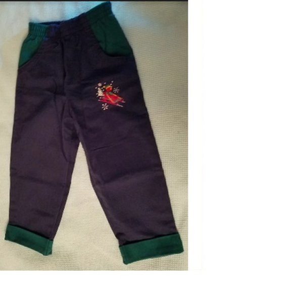 NEW Toddler Pants 3T ELMO Embroidered on Sled on Front Navy Blue and Green - Picture 1 of 4